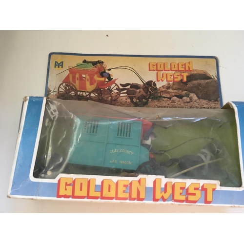 486 - Collection of Western themed plastic models..includes cowboys and stagecoaches all in original packa... 