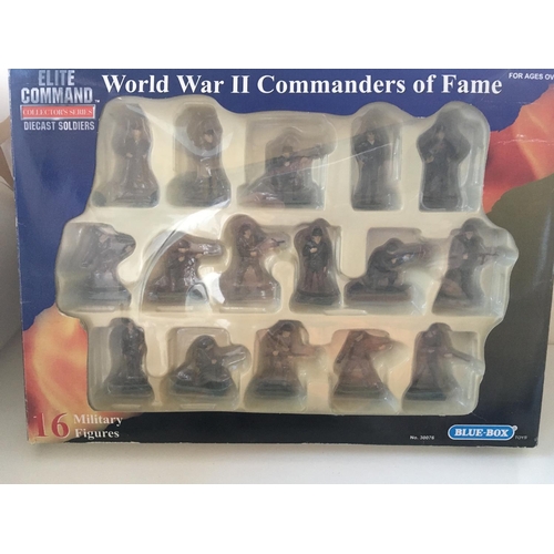 488 - A collection of diecast soldiers from the Blue Box elite command series all in the original packagin... 