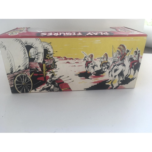 496 - Boxed Cherilea play figures, this set is of 7 Indian one is mounted on horse. In original box.