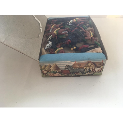 498 - Two boxes of Crescent model figures. One box features 5 Indians. One box is a retailers box with 3 d... 