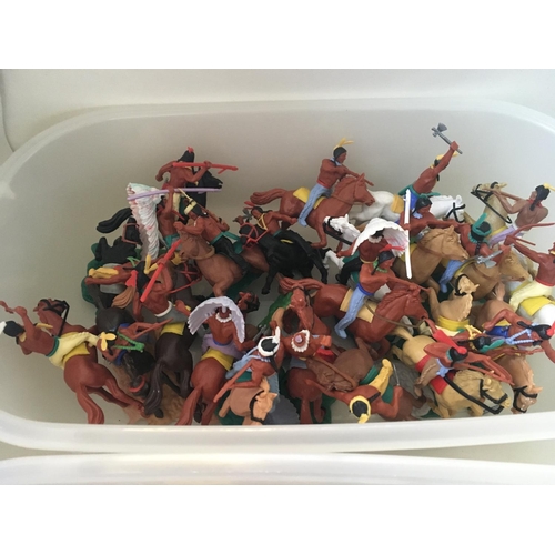 501 - A Collection of Timpo plastic soldiers comprising mounted Indians and mounted crusade knights. Also ... 