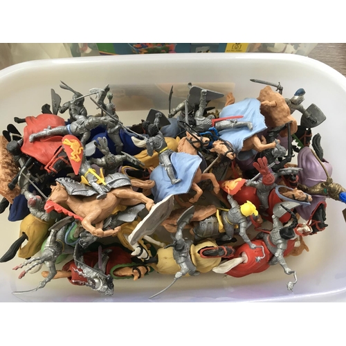 525 - A collection of model plastic figures by Tempo. Themes includes knights including crusader, western ... 