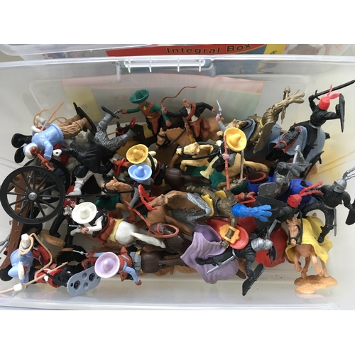 525 - A collection of model plastic figures by Tempo. Themes includes knights including crusader, western ... 