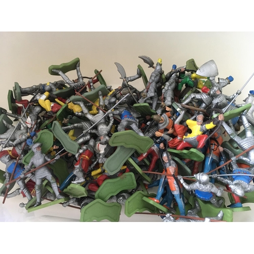 526 - A collection of plastic model figures by Britains and Britains Deetail. Themes include knights, west... 