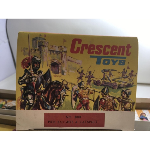 533 - 4 boxed sets of metal and plastic figures by Crescent. Plastic set is 3007 medieval knights and cata... 