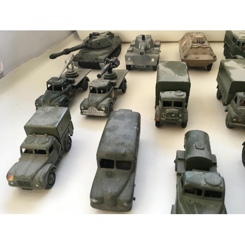 542 - A collection of 15 Playworn metal Military models made by Dinky. Benbros. LoneStar and others