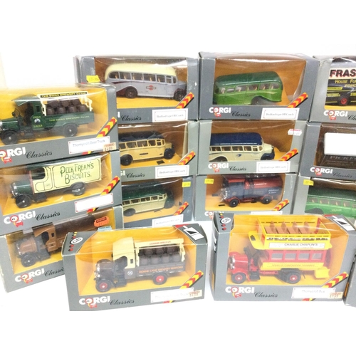 549 - A Box Containing a Large Collection of Corgi Classics including Buses and Trucks.