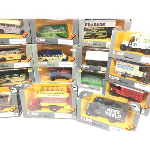 549 - A Box Containing a Large Collection of Corgi Classics including Buses and Trucks.