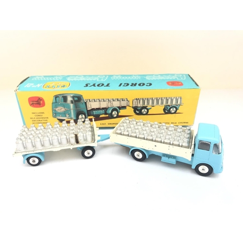 590 - A Boxed Corgi Gift Set No.12 a E.F.F Dropside Lorry And Platform Trailer With Milk Churns.