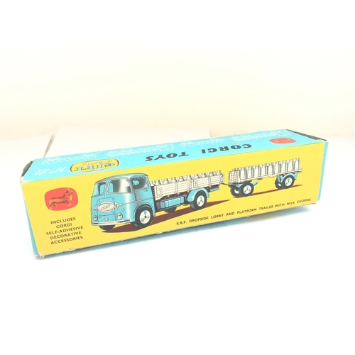 590 - A Boxed Corgi Gift Set No.12 a E.F.F Dropside Lorry And Platform Trailer With Milk Churns.