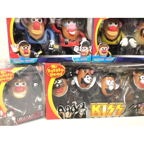 64 - A Collection of Mr Potato Head Toys Boxed including Kiss. Star Trek and Elvis.