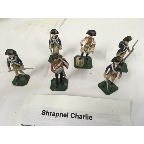 65 - A collection of 6 model lead soldiers believed to be Shrapnel Charlie pieces.