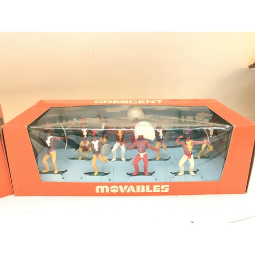 654 - 2 Boxed Crescent Toys Movables Cowboys and Indians. #902 and #903.