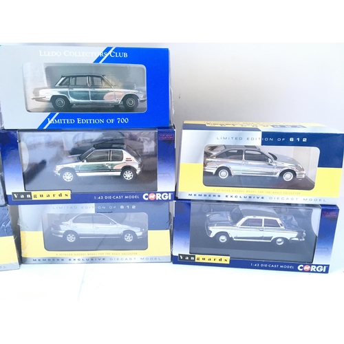 663 - A Collection of 7 Crome Corgi. Lledo Collectors Club Model Cars.