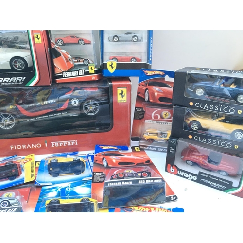 672 - A Collection of Boxed Hot Wheels. Burago. Shell Ferraris.