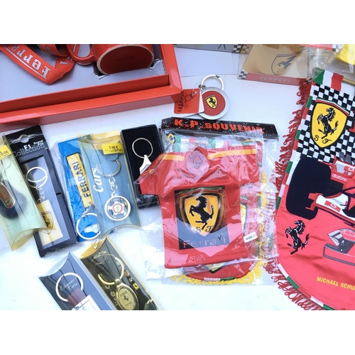 674 - A Collection of Ferrari Merchandise. Including Magazines. Mugs.dvds. Key rings.caps. Glasses Etc.