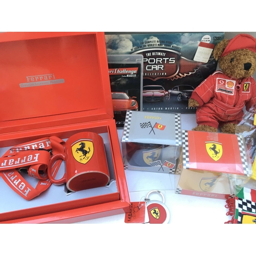 674 - A Collection of Ferrari Merchandise. Including Magazines. Mugs.dvds. Key rings.caps. Glasses Etc.