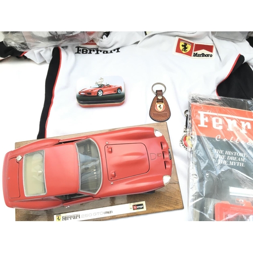 674 - A Collection of Ferrari Merchandise. Including Magazines. Mugs.dvds. Key rings.caps. Glasses Etc.