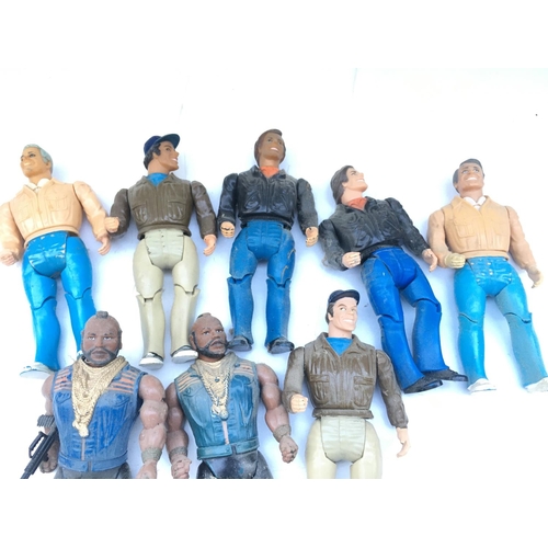 677 - A Collection of The A-Team Figures including Faceman. B.A. etc.