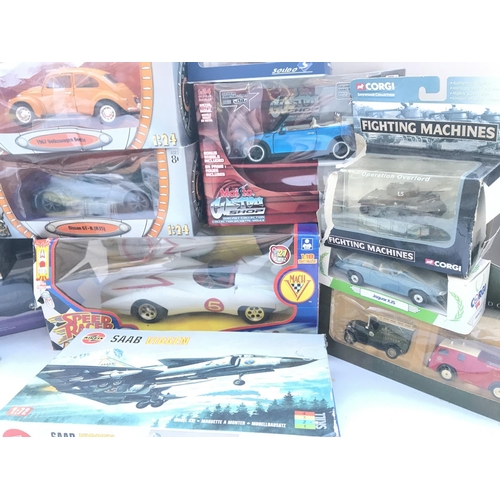 681 - A Collection of Various boxed Diecast (In Various states) and a Airfix Saab Viggen.