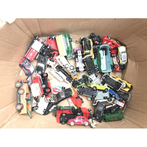 687 - A Box Containing Various Playworn Diecast and Carded Hotwheels. Shell James Bond. Etc.