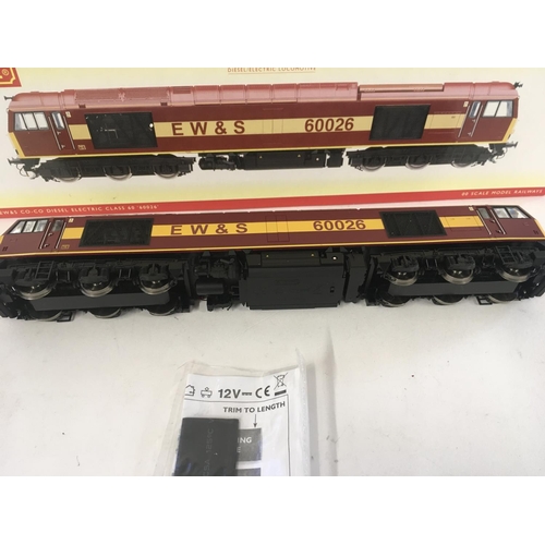 70 - A boxed Hornby model railway locomotive R2488 EW and S coco diesel electric class 60. 60026 OO gauge... 