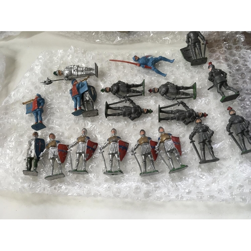 714 - A collection in excess of 60 metal toy knights by Cherilea and others. Includes horses and 6 highlan... 