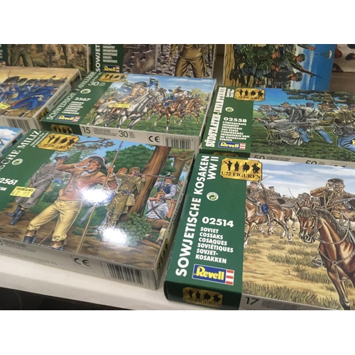 733 - A collection of 9 boxed Revell kits all themed military soldiers.