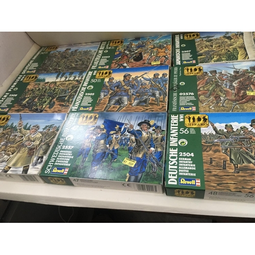 734 - A Collection of 9 Revell model military kits all in boxes.