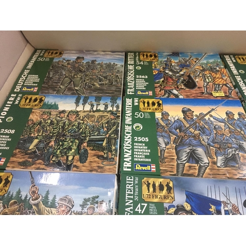 734 - A Collection of 9 Revell model military kits all in boxes.