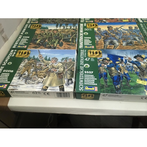 734 - A Collection of 9 Revell model military kits all in boxes.