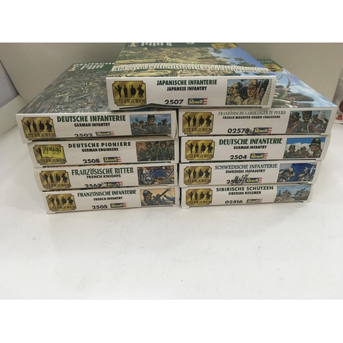 734 - A Collection of 9 Revell model military kits all in boxes.