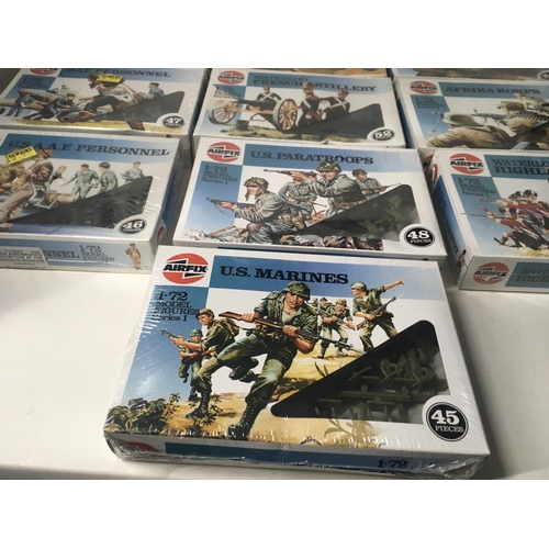 735 - A collection of ten Airfix military model kits. All still sealed.