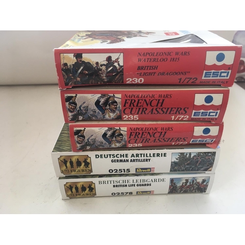 738 - A collection of five boxed model kits by Revell and ESCI. all military themed.