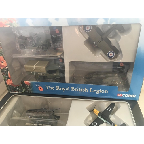 739 - A collection of three boxed Corgi military model sets. IncludesCSFS05004. CSCW23004. CSVR01004