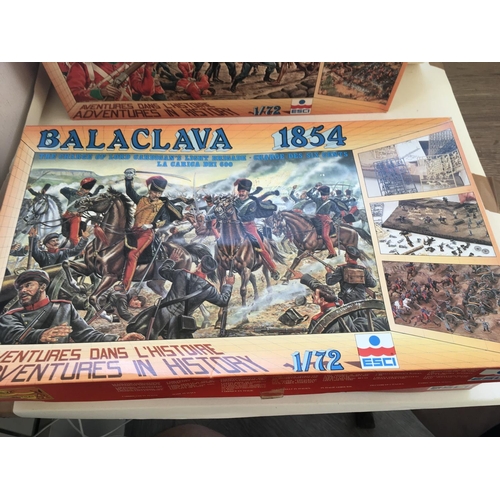 743 - A collection of three UNMADE boxed battlescene model kits by ESCI.