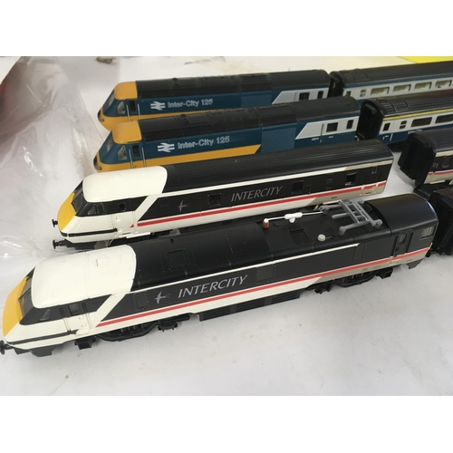 76 - A collection of unboxed Hornby model trains all with intercity coachworks. A total of 8 pieces inclu... 