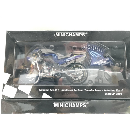 780 - 2 X Boxed Minichamps Motorcycles including Yamaha and Honda. 1:12 Scale.