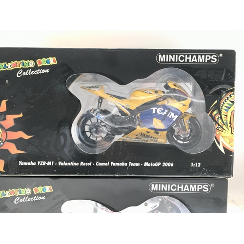 781 - 2 X Boxed Minichamps Valentino Rossi Motorcycles. Both Yamahas. 1:12 Scale.