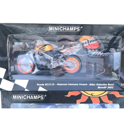 782 - 2 X Boxed Minichamps Motorcycles including Yamaha and Honda. 1:12 Scale.