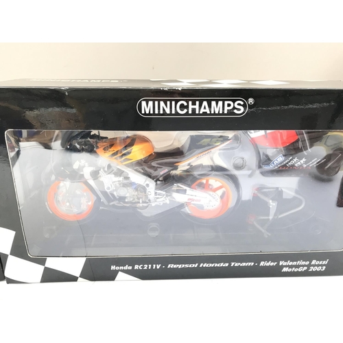 784 - 2 X Boxed Minichamps Motorcycles. A Yamaha and Honda both 1:12 Scale.