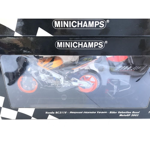 785 - 2 X Boxed Minichamps Motorcycles. 1:12 Scale both Hondas.