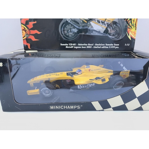 790 - 2 Boxed Minichamps. A Yamaha YZR-M1 and a Jordan Ford Ej14.