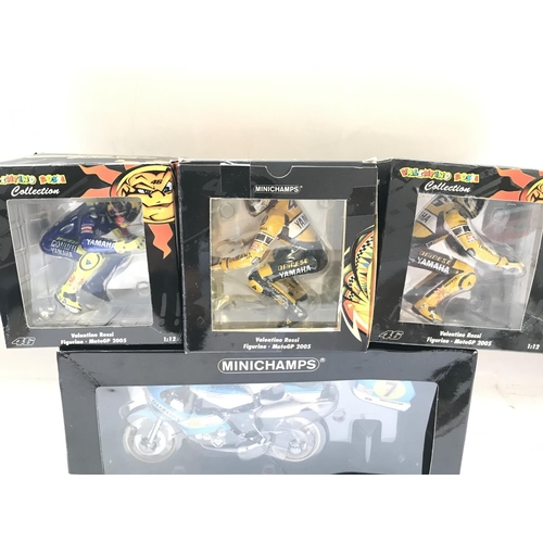 797 - A Boxed Minichamps Suzuki XR 14 (Barry Sheen) and 3 Valentino Rossi Figures.