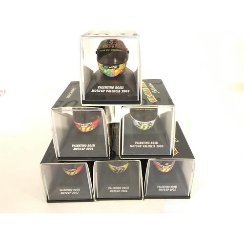 804 - 5 X Boxed Minichamps Valentino Rossi Helmets 1:6 Scale.