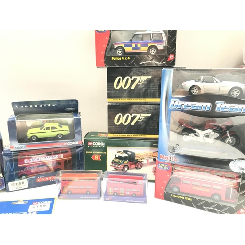 806 - A Box Containing Various Boxed Diecast including Corgi James Bond. Eddie Stobart. Original Omnibus. ... 