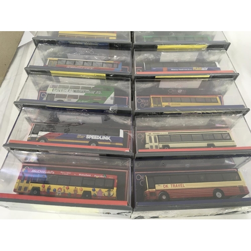 87 - A collection of 14 Corgi limited edition buses all I presentation cases most still in sealed plastic... 