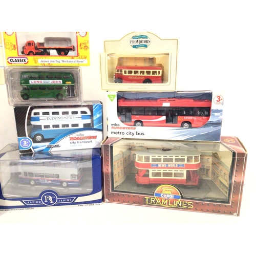 870 - A Collection of Various Diecast Buses including Corgi. Rapido Trains etc. all Boxed.