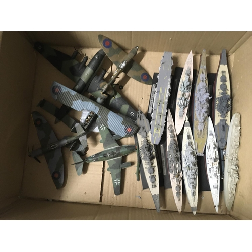 878 - A collection of diecast model aircraft mainly military plus various plastic model warships in excess... 