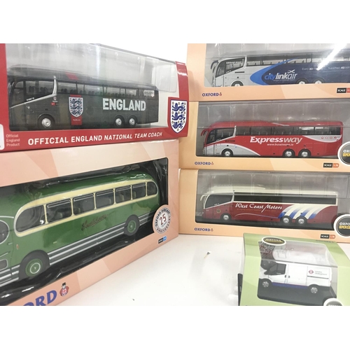 880 - A collection of OXFORD model vehicles including coaches..cars and others. All in original packaging ... 